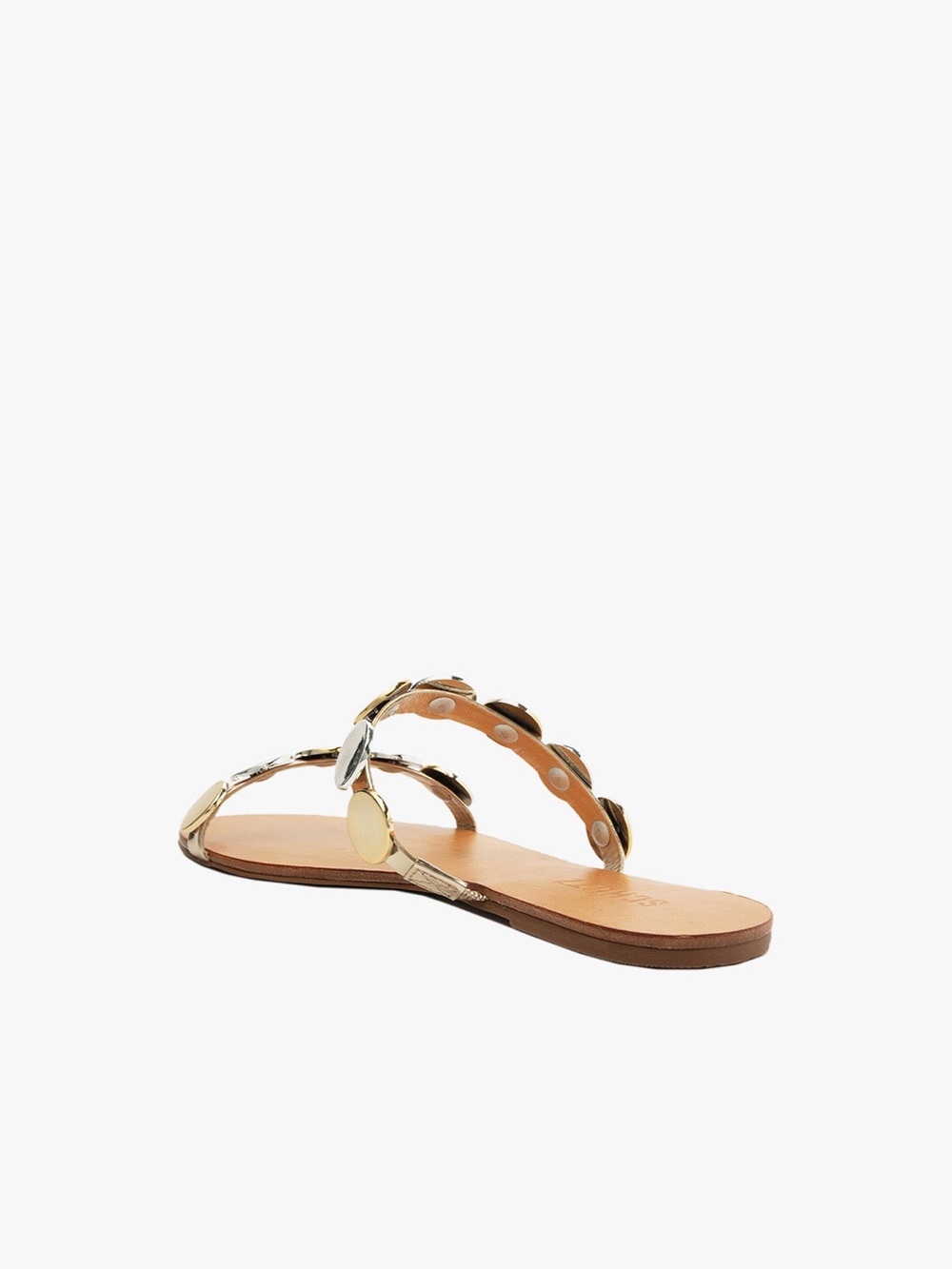 SCHUTZ Metal Disc Leather Slide Sandals - Picture 4 of 5